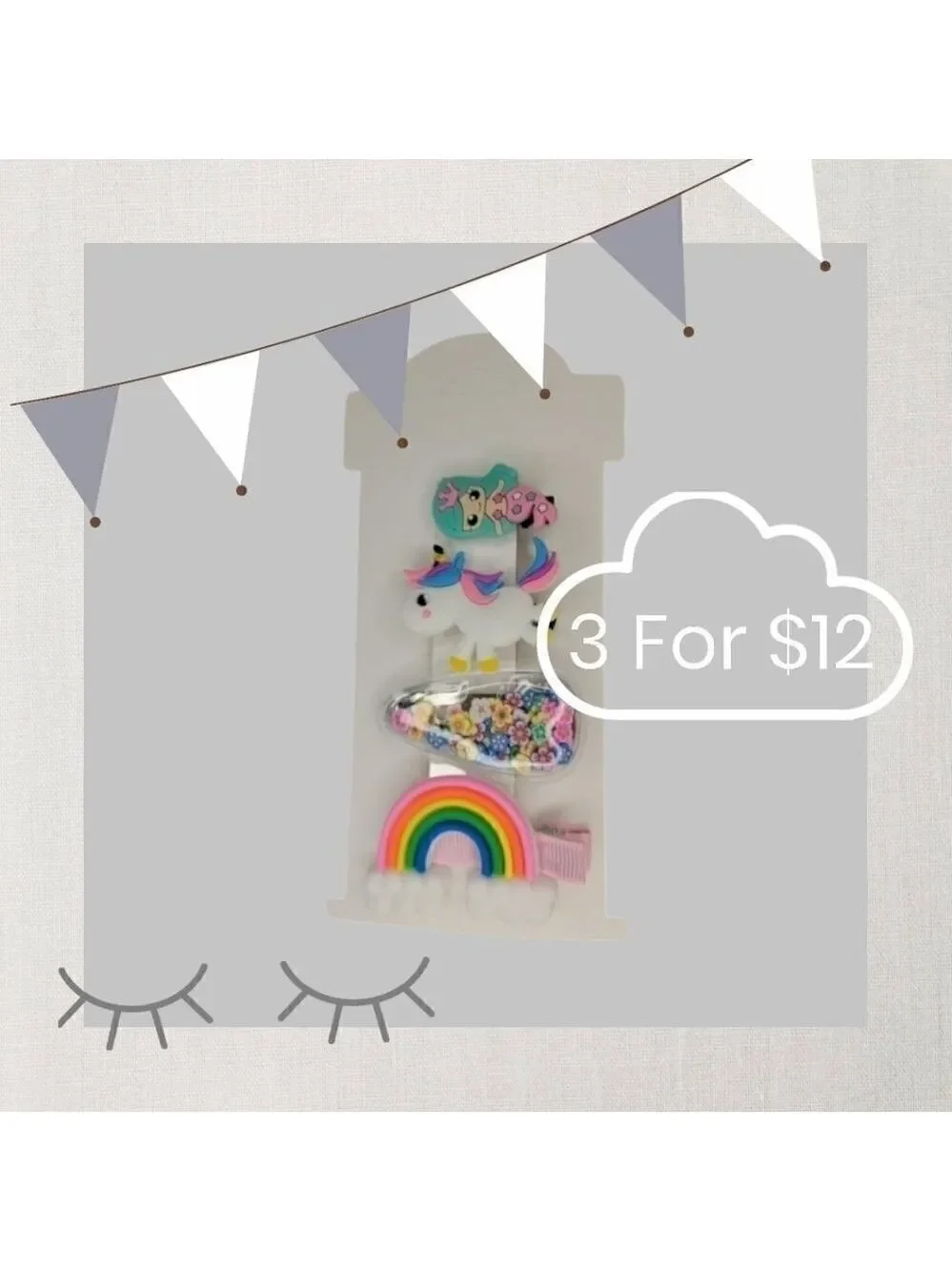3 for $12 4pc Children Hairclip Set